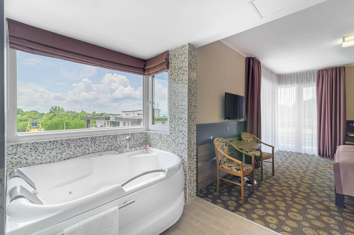 Romantic vacation in a room with a jacuzzi